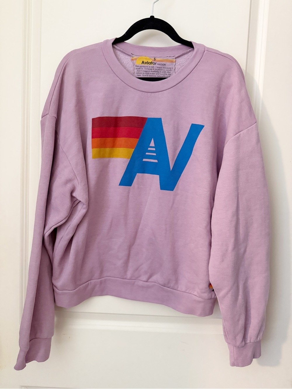Aviator Nation Logo Relaxed Crew Sweatshirt - Mauve - size small - Picture 3 of 6
